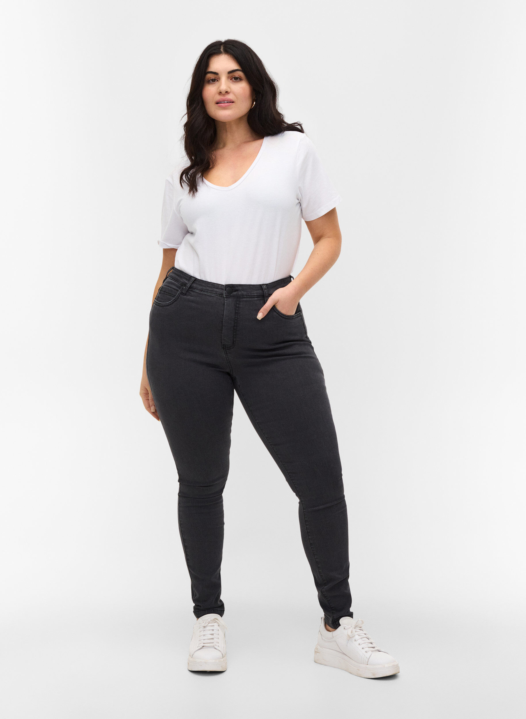 Højtaljede super slim Amy jeans