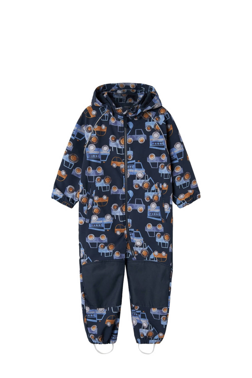 NAME IT softshell buitenspeelpak met all over print donkerblauw/lichtblauw/oker