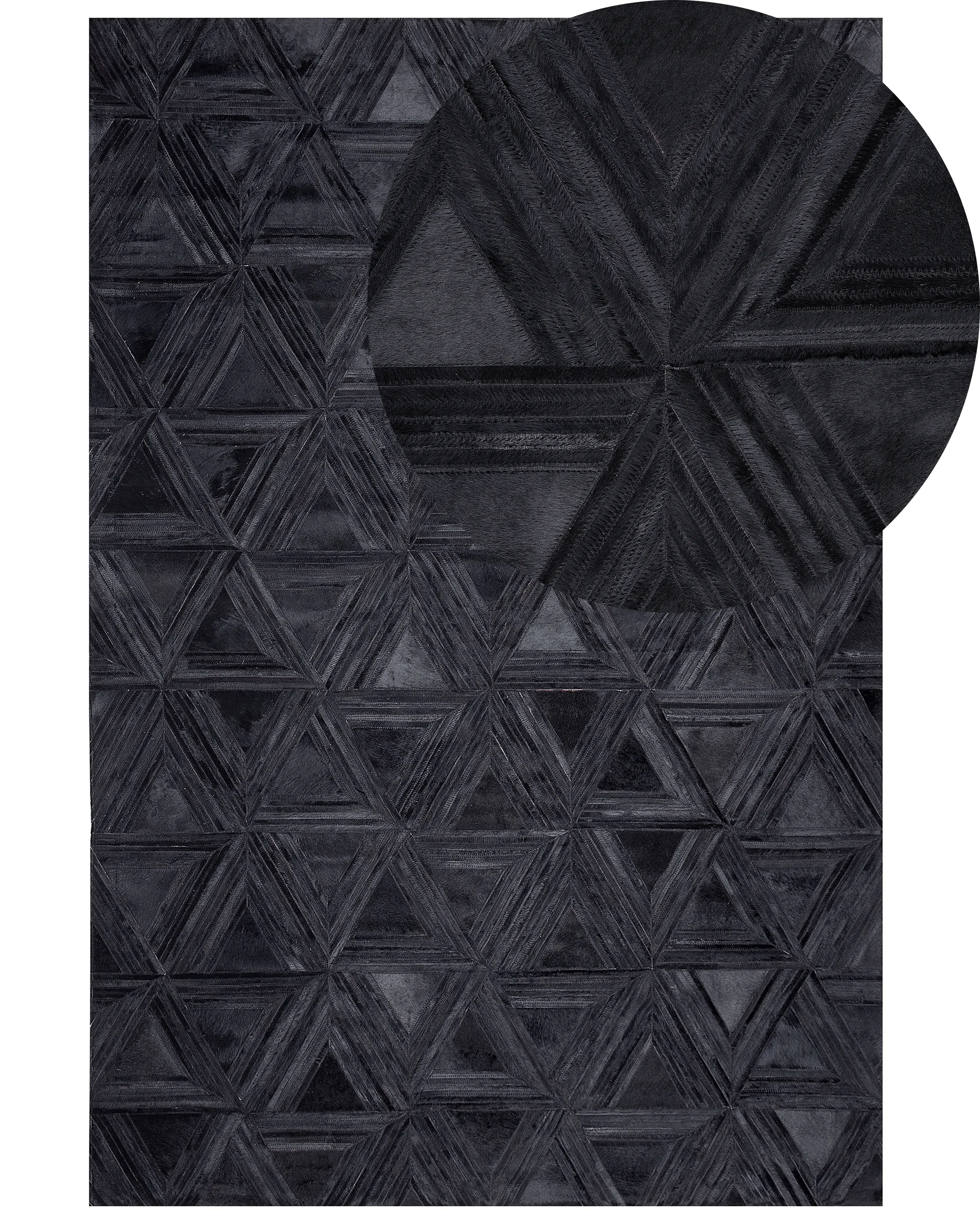 Vloerkleed KASAR Zwart 140 x 200 cm Leer