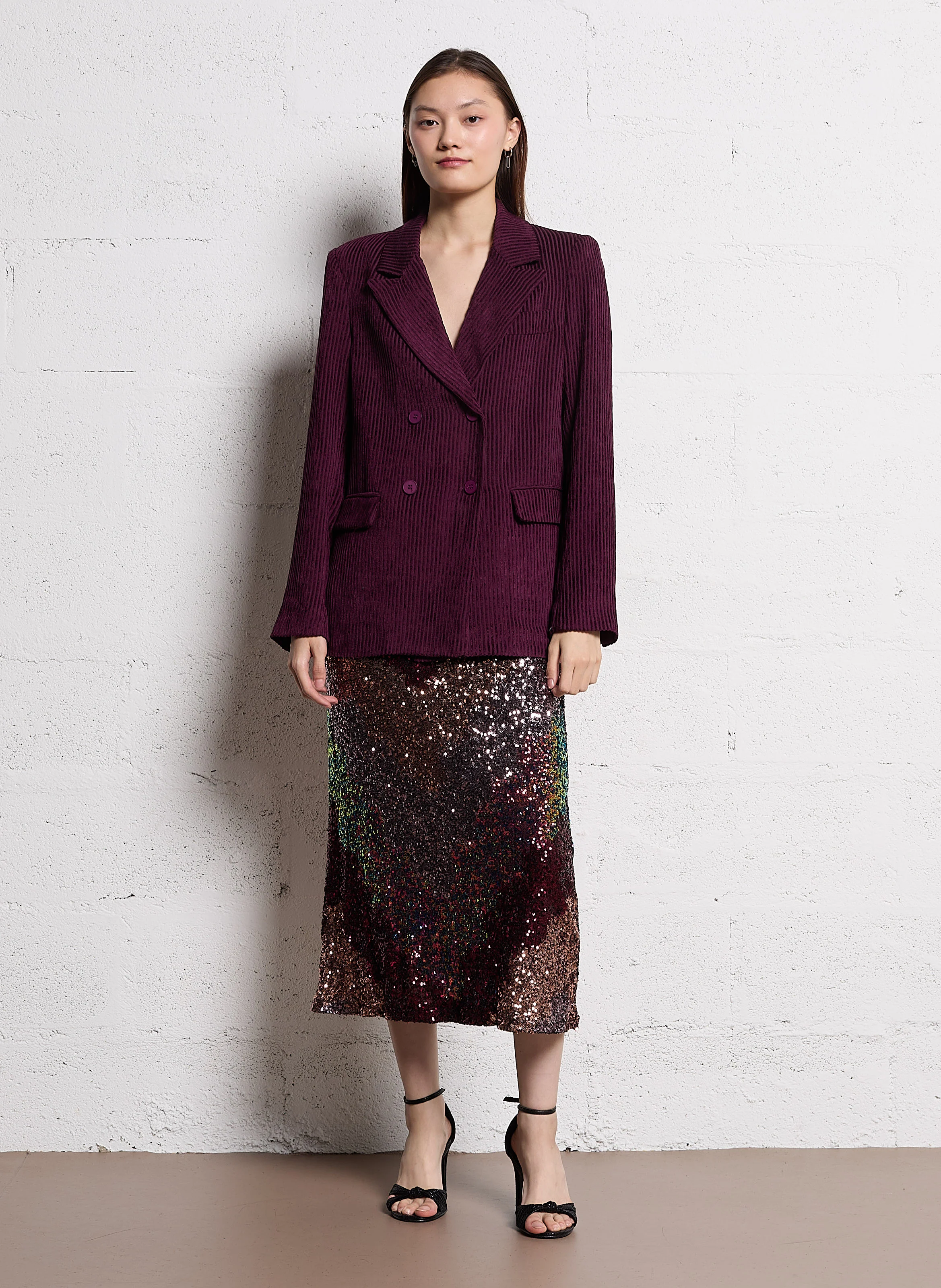 Jupe midi sequin à sequins | Multicolore