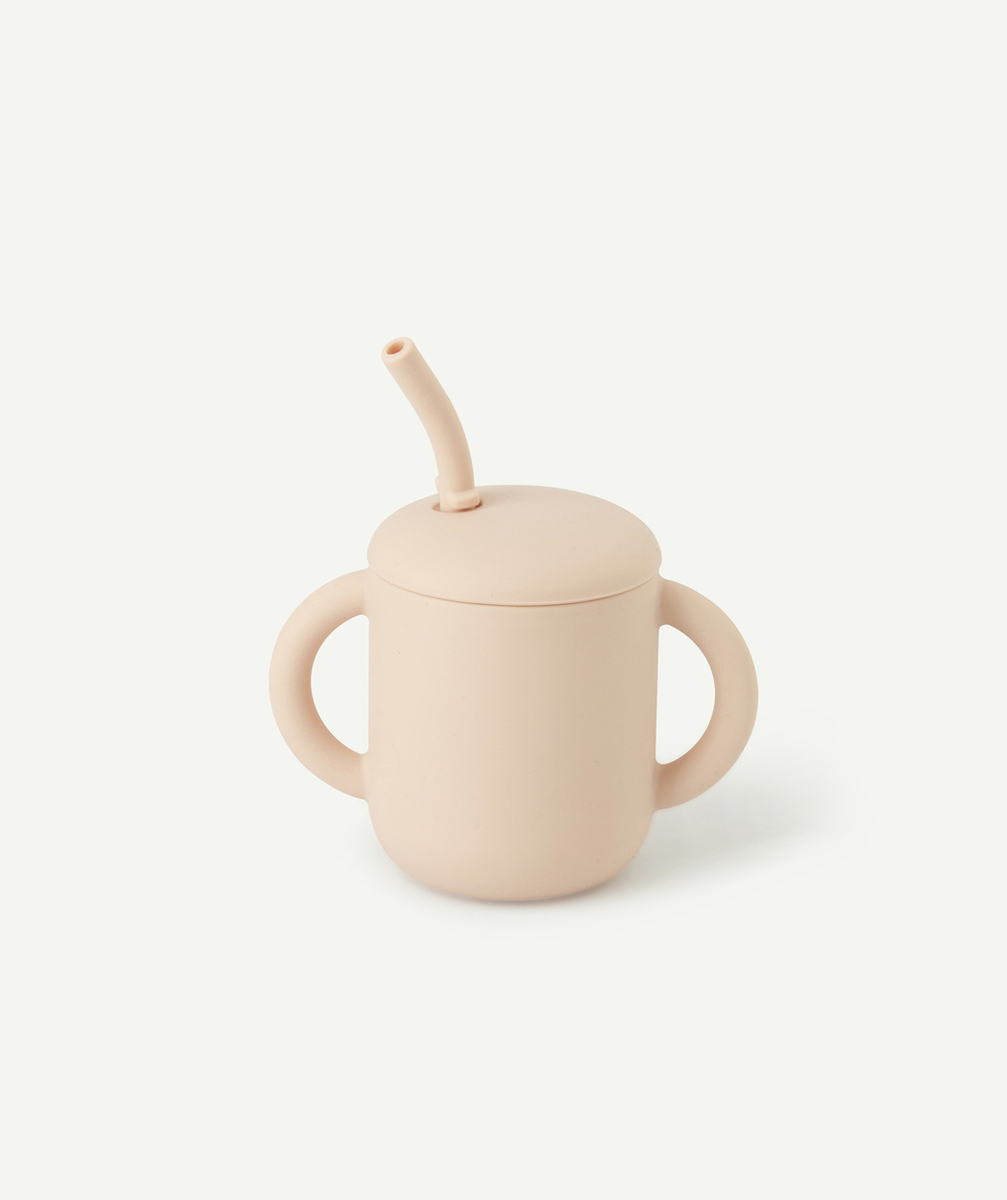MUSHIETASSE D'APPRENTISSAGE EN SILICONE AVEC PAILLE COULEUR PÊCHE