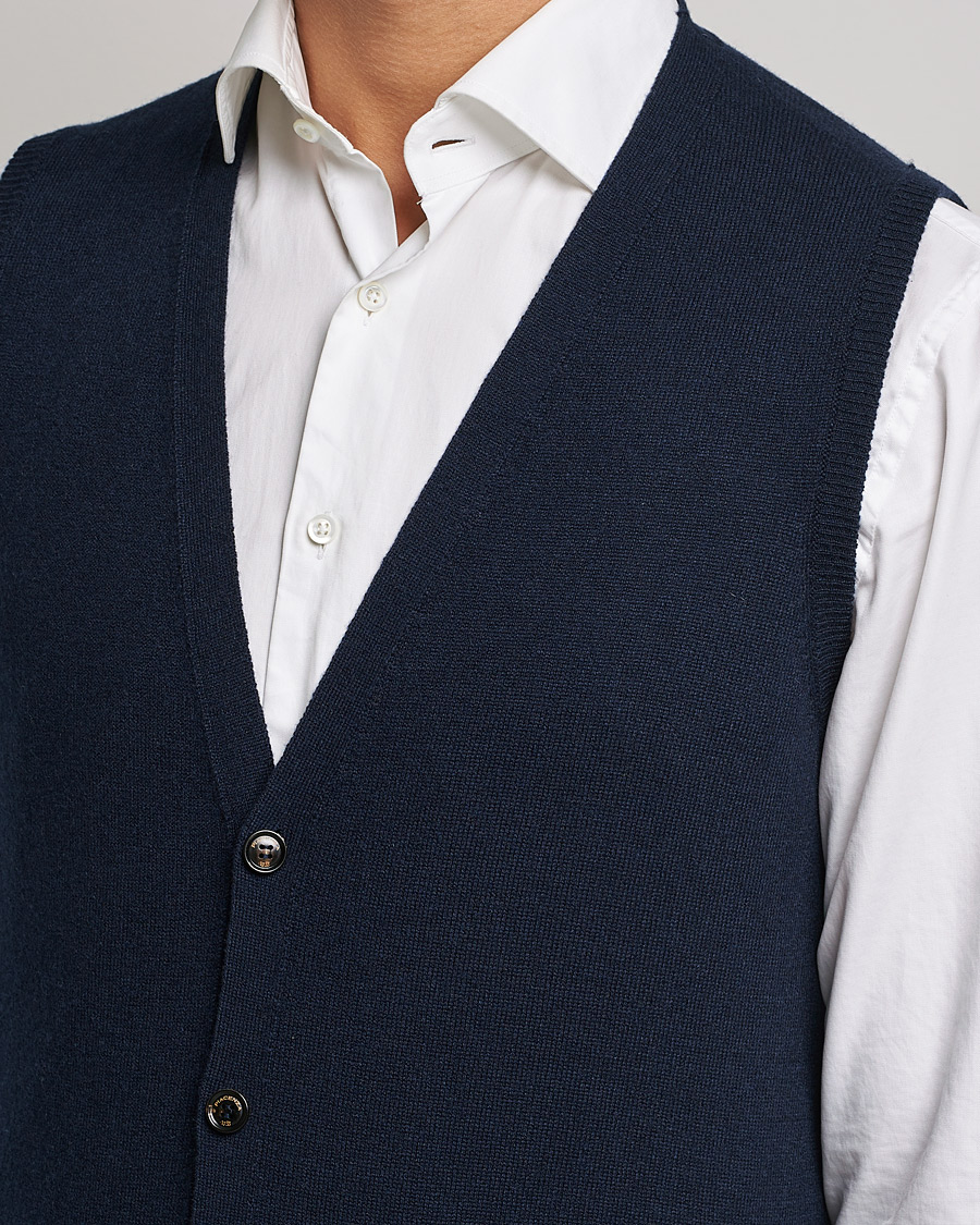 Piacenza Cashmere Cashmere Sleeveless Cardigan Navy