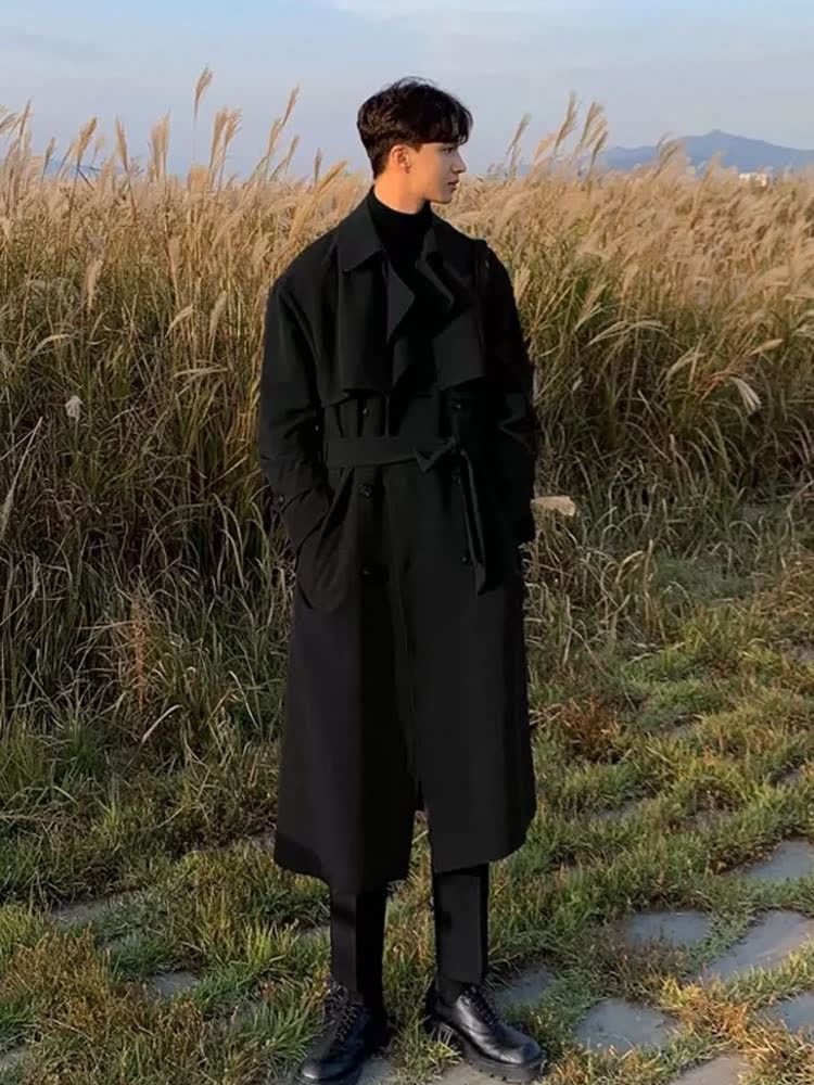 Blueforce - Effen midi-trenchcoat met dubbele rij knopen en sashed-strap