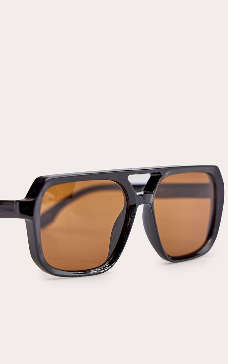 Noir Lunettes De Soleil Aviateur À Verres Marron