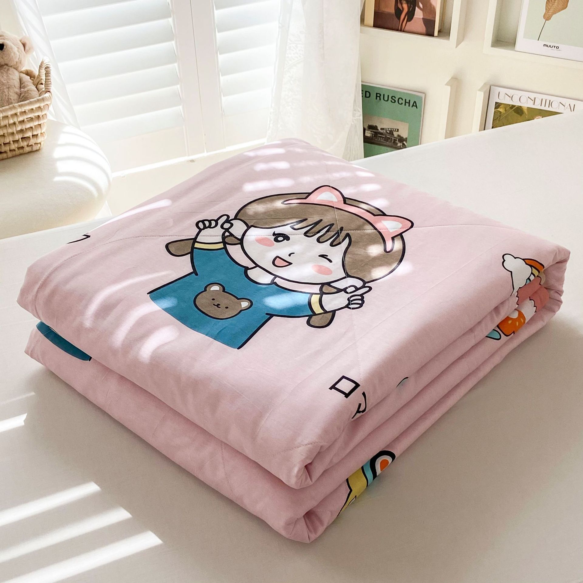 Children Cartoon Summer 100% Pure Cotton Blanket Queen King Size