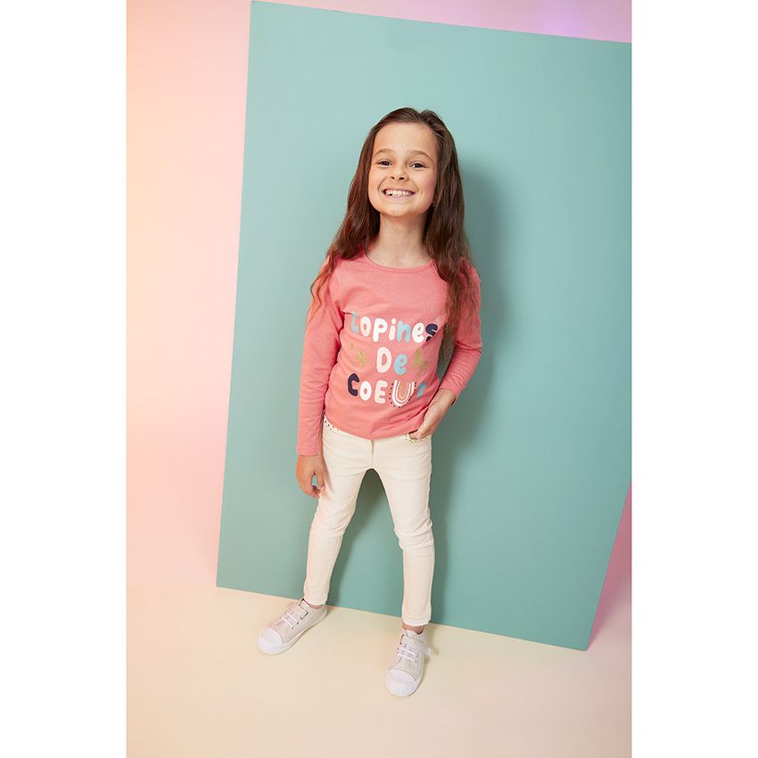 T-shirt manches longues print fantaisie et glitter pour fille - Multicolore