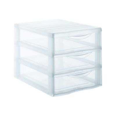 Fast Orgamix - Bac de rangement 3 tiroirs - argent/transparent
