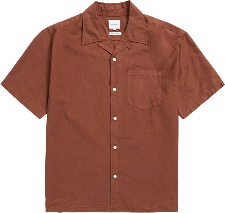 Norse Projects Carsten Cotton Tencel Shirt Red ochre