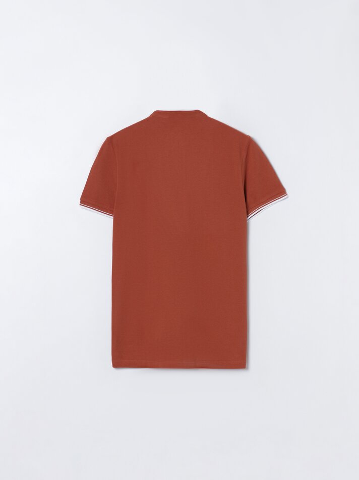 Camisa polo com gola mandarim e bordado - Caldero