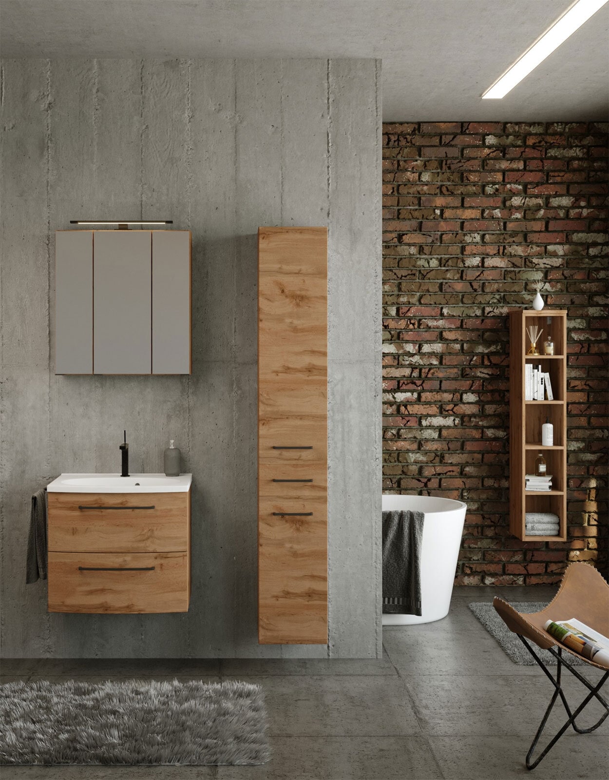 Bad-Midiregal LIMBURG braun 130cm