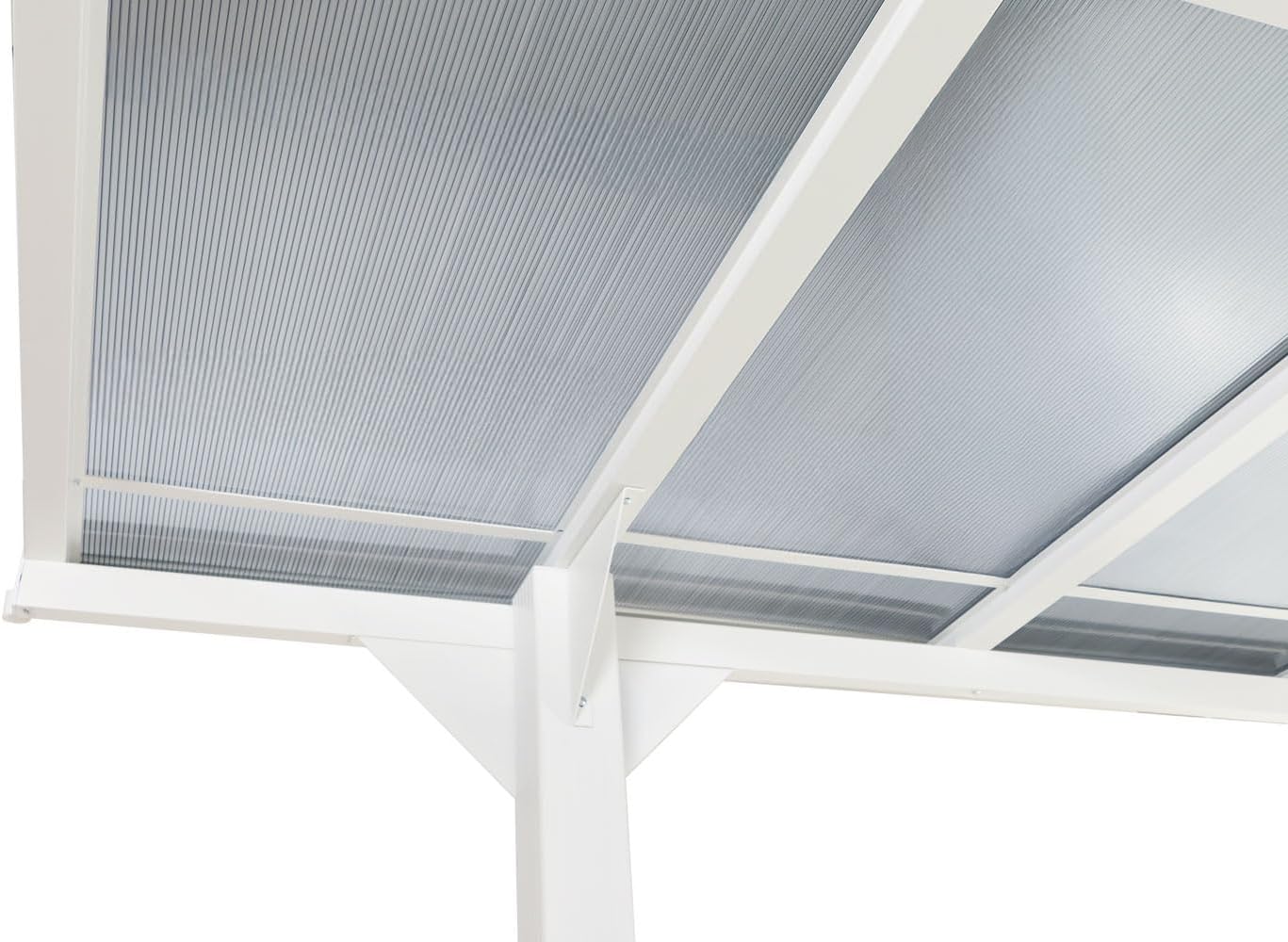 Alu-Pergola HWC-O23, Pavillon Terrassenüberdachung, stabiles 10cm-Gestell Polycarbonat-Dach Regenrinne 3x6m - weiß