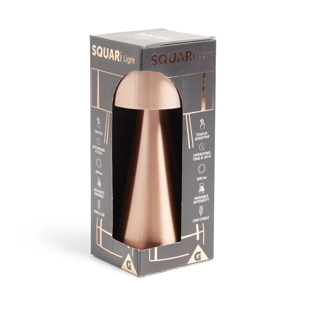 Lampe de table Squari USB tactile orange Ø9,5xH22,5cm