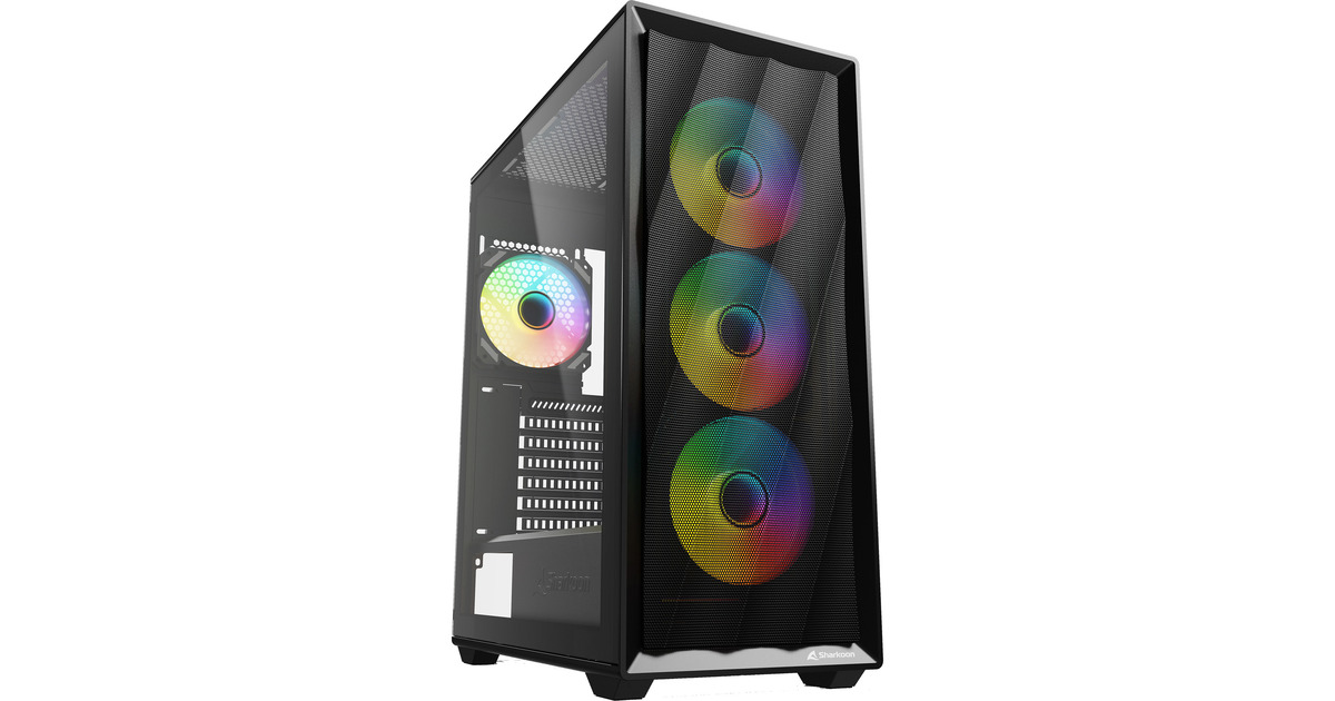 SharkoonVK4 ARGB midi tower behuizing  (Zwart | 2x USB-A | RGB | Tempered Glass)