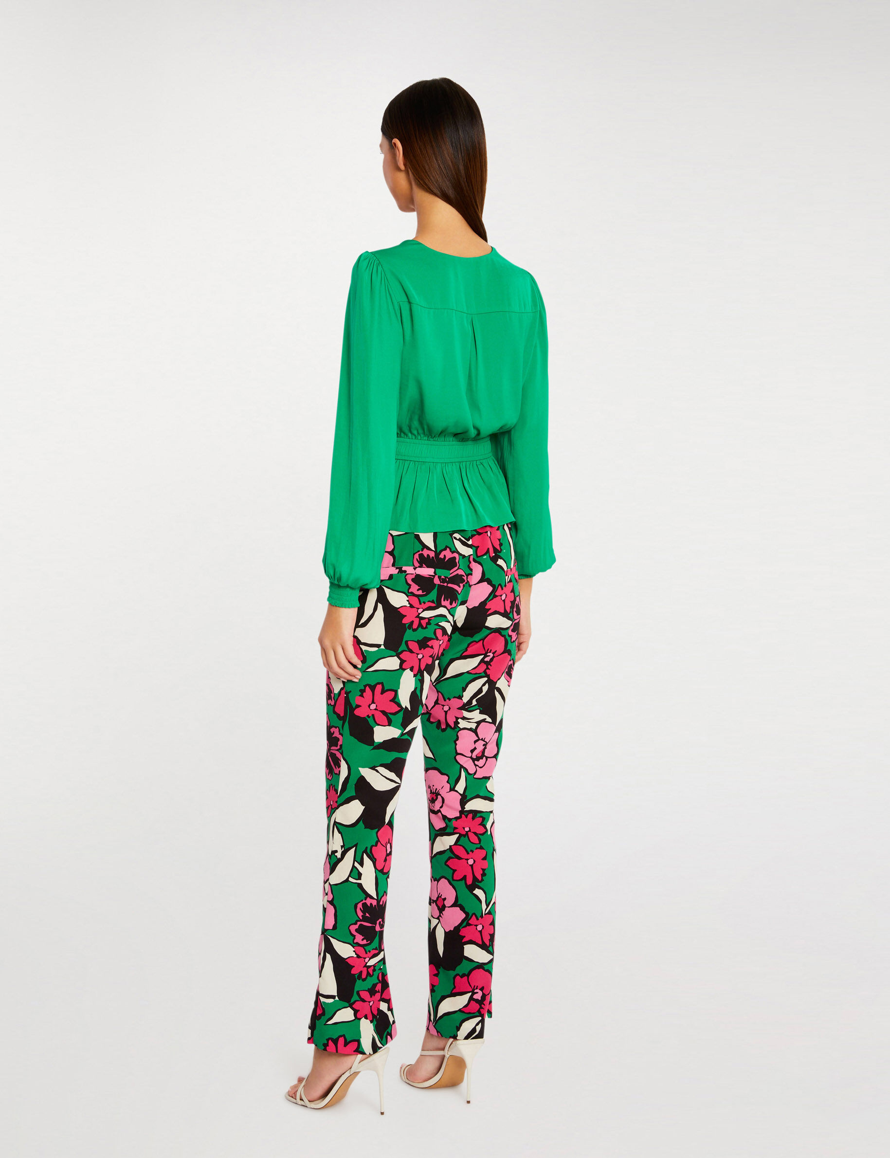 Top cache-coeur manches longues vert moyen femme - vert_moyen
