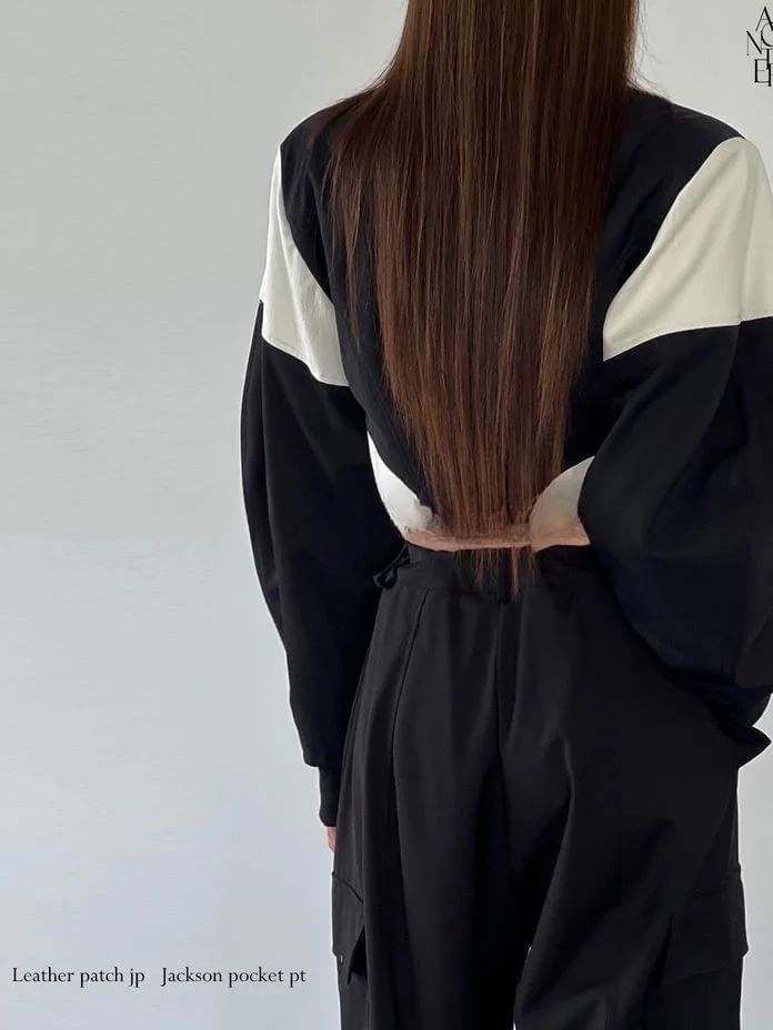 Seoulchic - Leren gepatchte cropped jas met rits