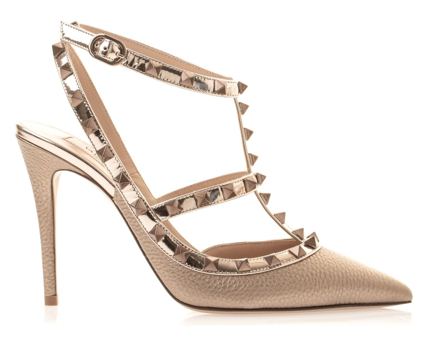 Valentino Garavani Rockstud Metallic Ankle Strap Pump 100MM