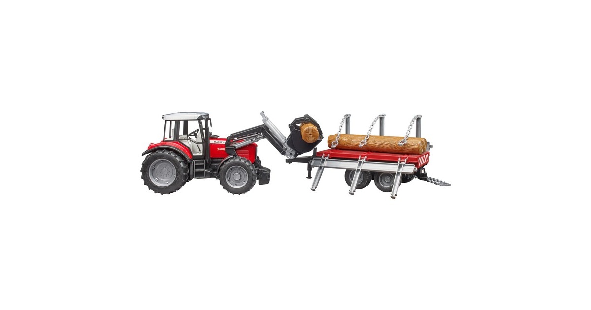 bruderMassey Ferguson 7480 met voorlader en houttrailer Modelvoertuig  (02046)
