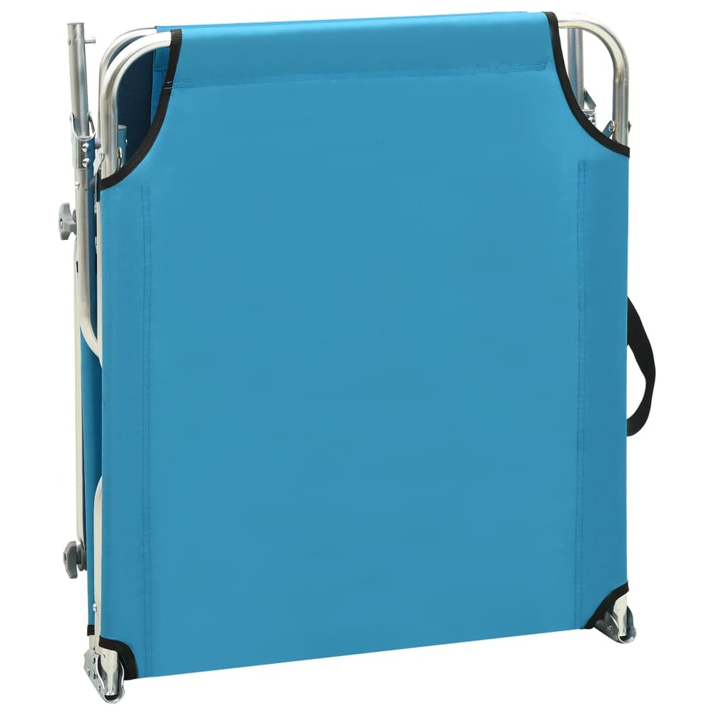 Transat chaise longue bain de soleil lit de jardin terrasse meuble d'extérieur pliable avec auvent bleu aluminium