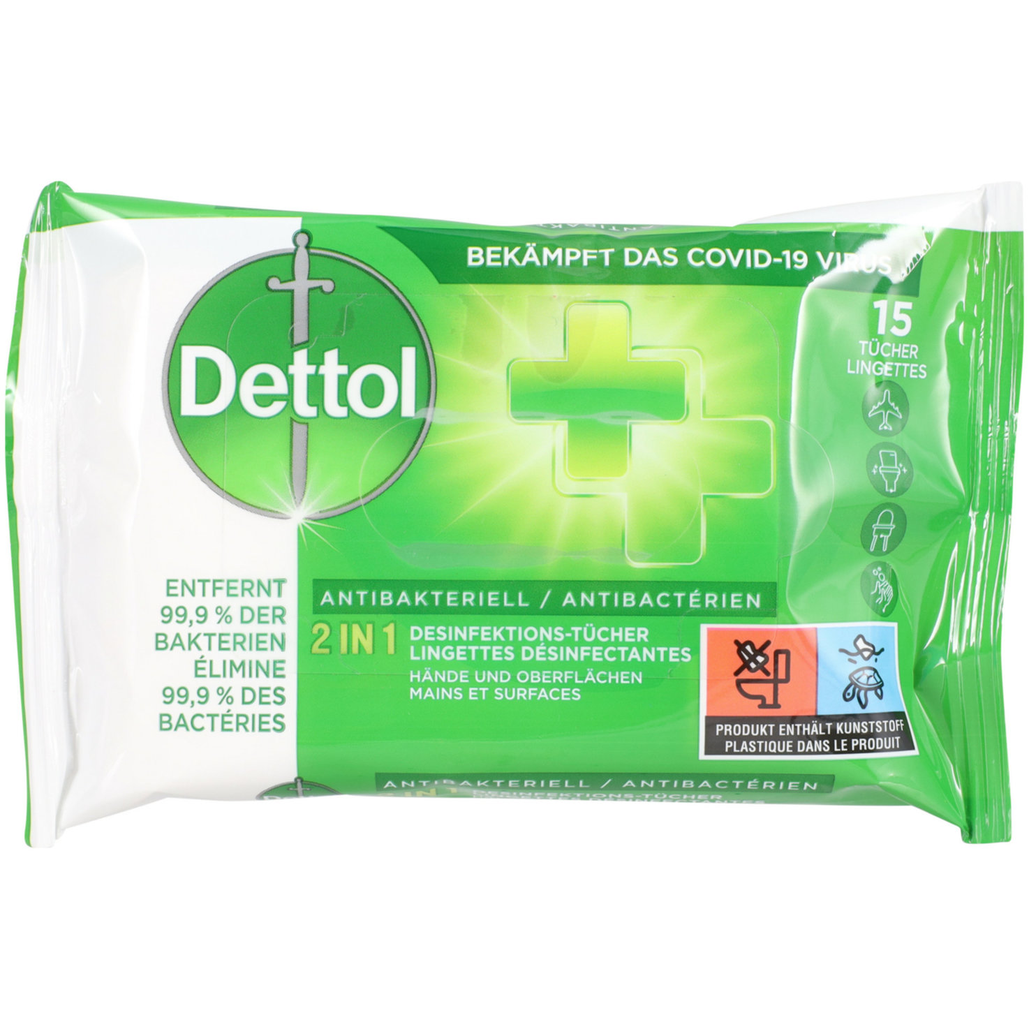 Dettol Desinfektionstücher 2in1 15 Stück