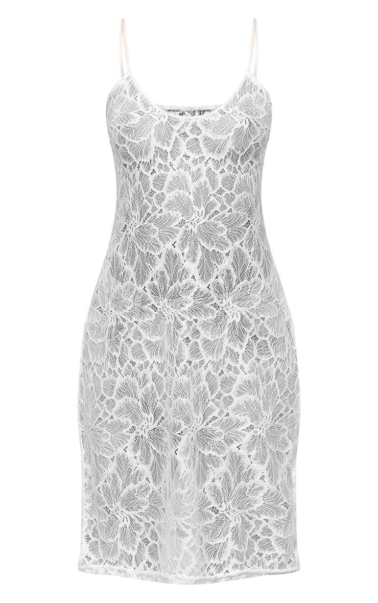 Blanc Haut Long En Dentelle Extrême