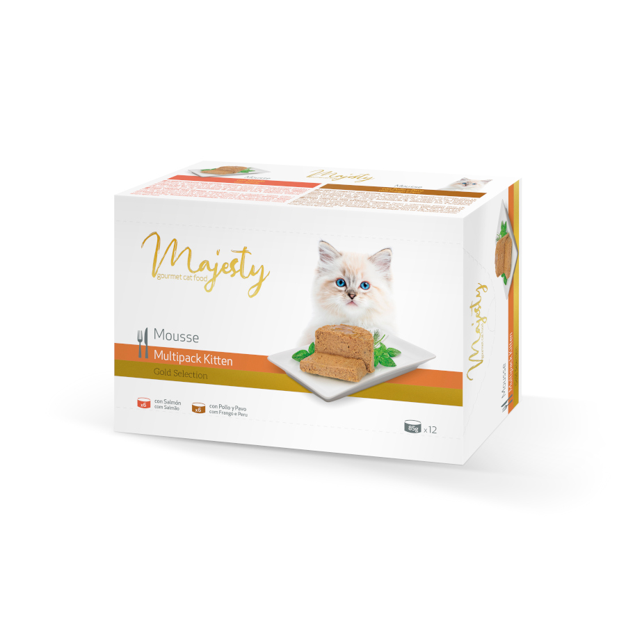 Lata de Mousse Majesty Kitten Gold Selection – Pacote