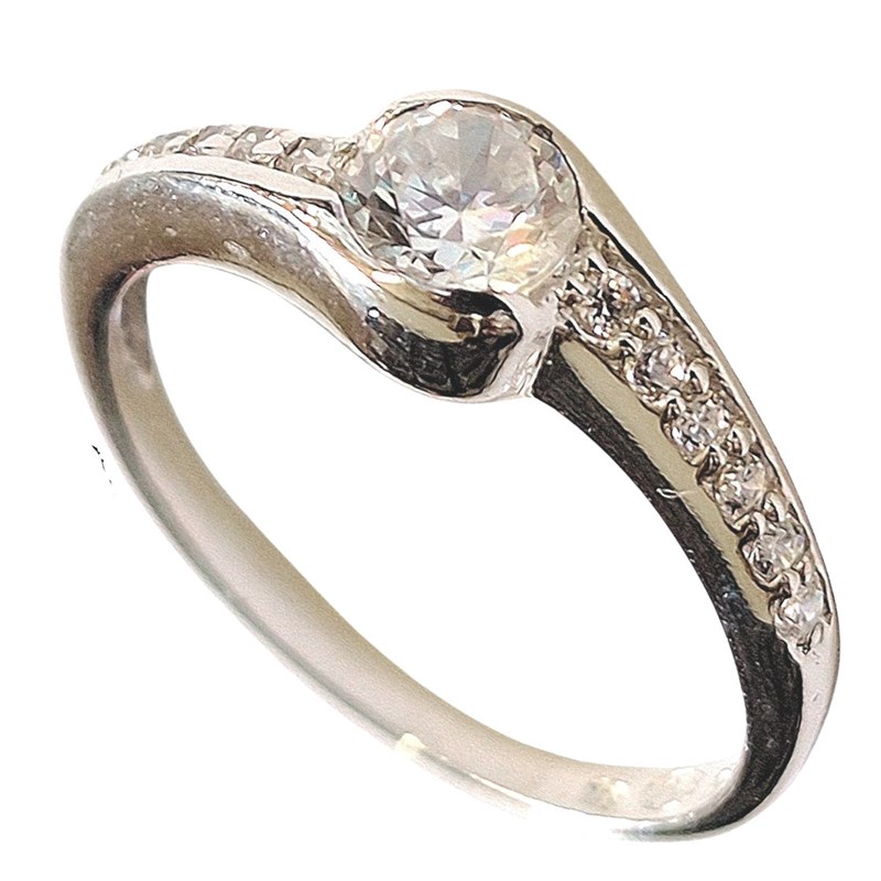 Bague alliance femme taille 50 avec cz rond cristal en argent EN6