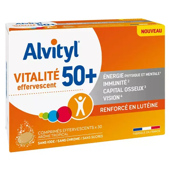 Alvityl Vitality 50 + 12 vitaminas, 8 minerais, ervas e luteína 30 comprimidos