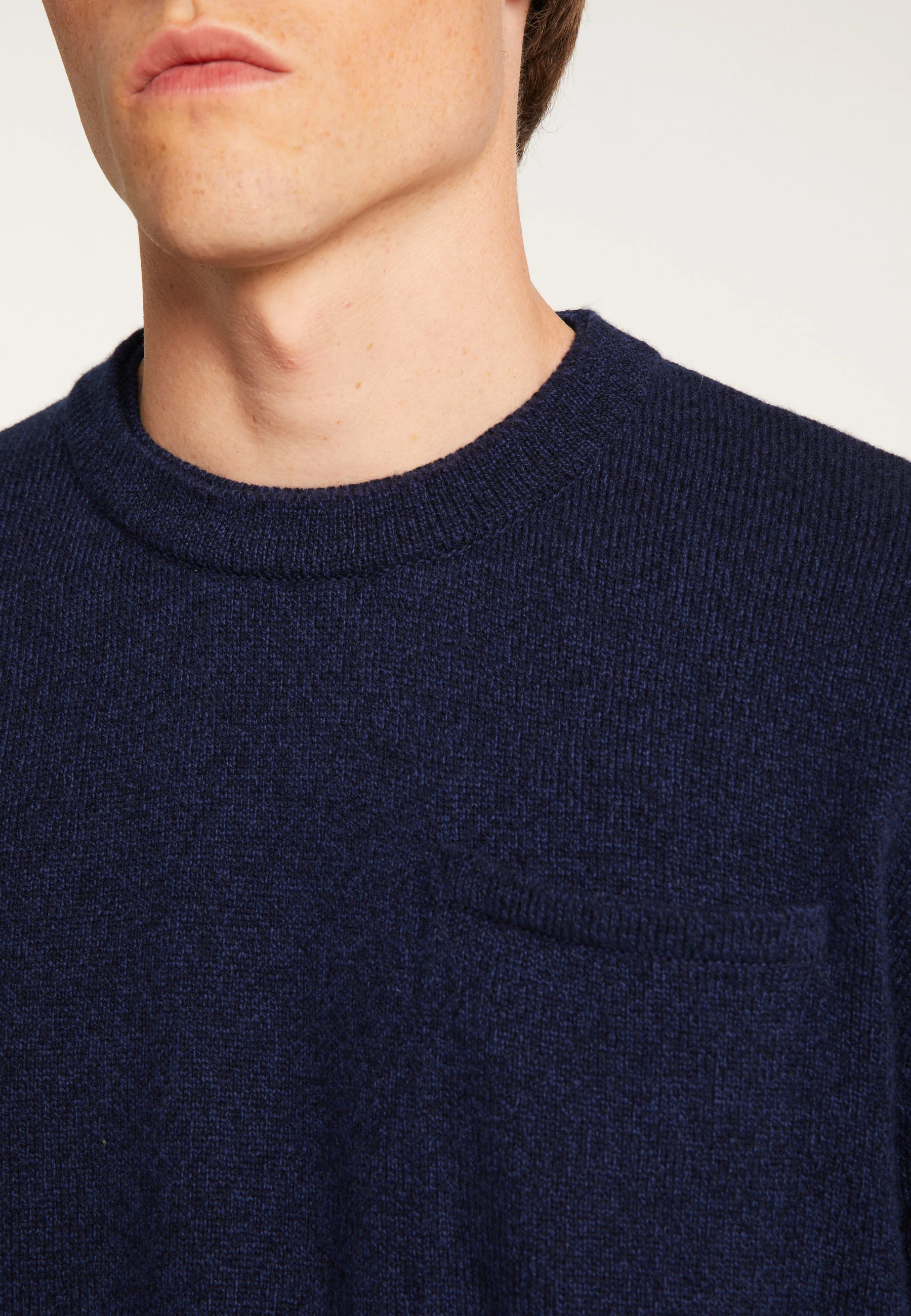 TYLANAH24 - Pull col rond en laine et cachemire | Bleu
