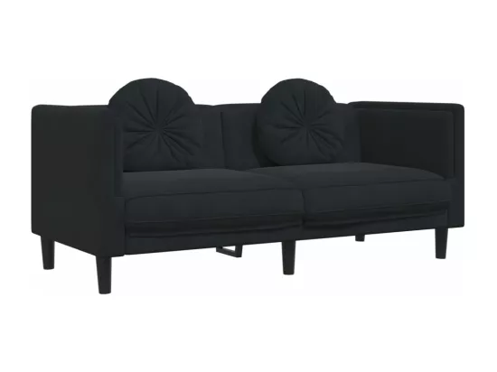 Ensemble de canapés 2 pièces avec coussins noir velours