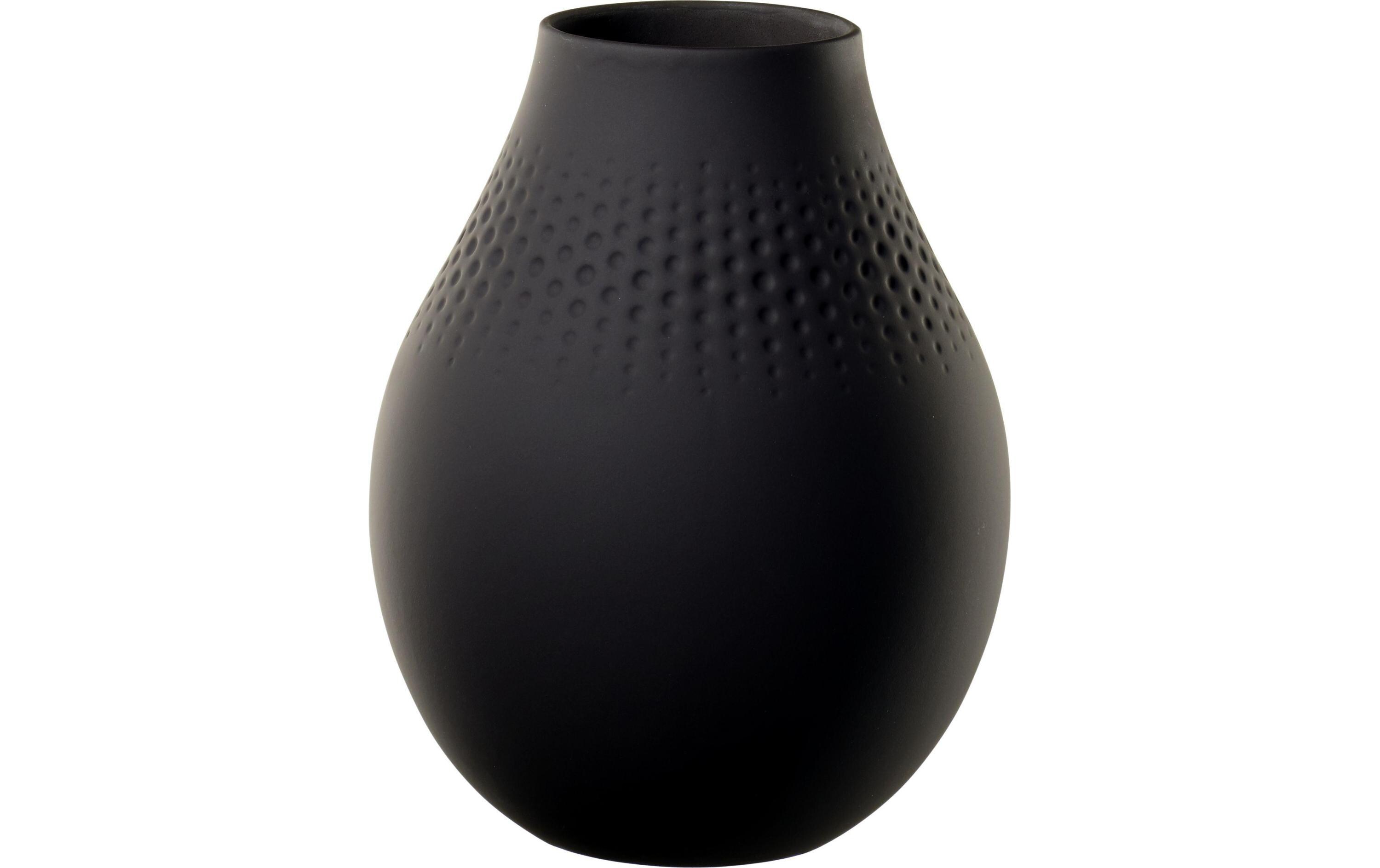 Vase Collier Perle No. 2, SchwarzSchwarze Vase aus Porzellan