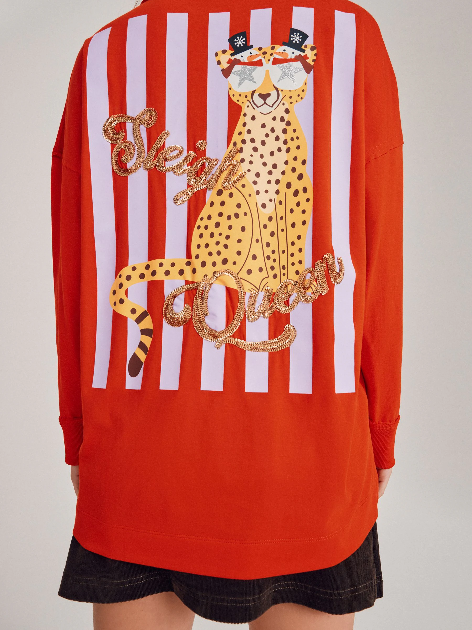 Rood - Sleigh Queen Cheetah Christmas Graphic Top