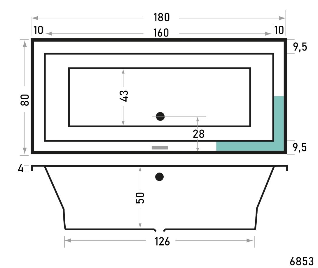 Xenz Society inbouw bubbelbad 180x80cm zwart mat elektronisch 6 4 2 hydro en 12 aerojets chroom