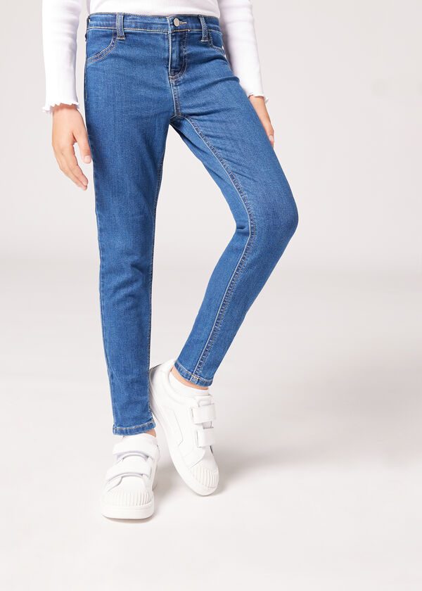 Calça legging skinny minime em jeans macio para meninas