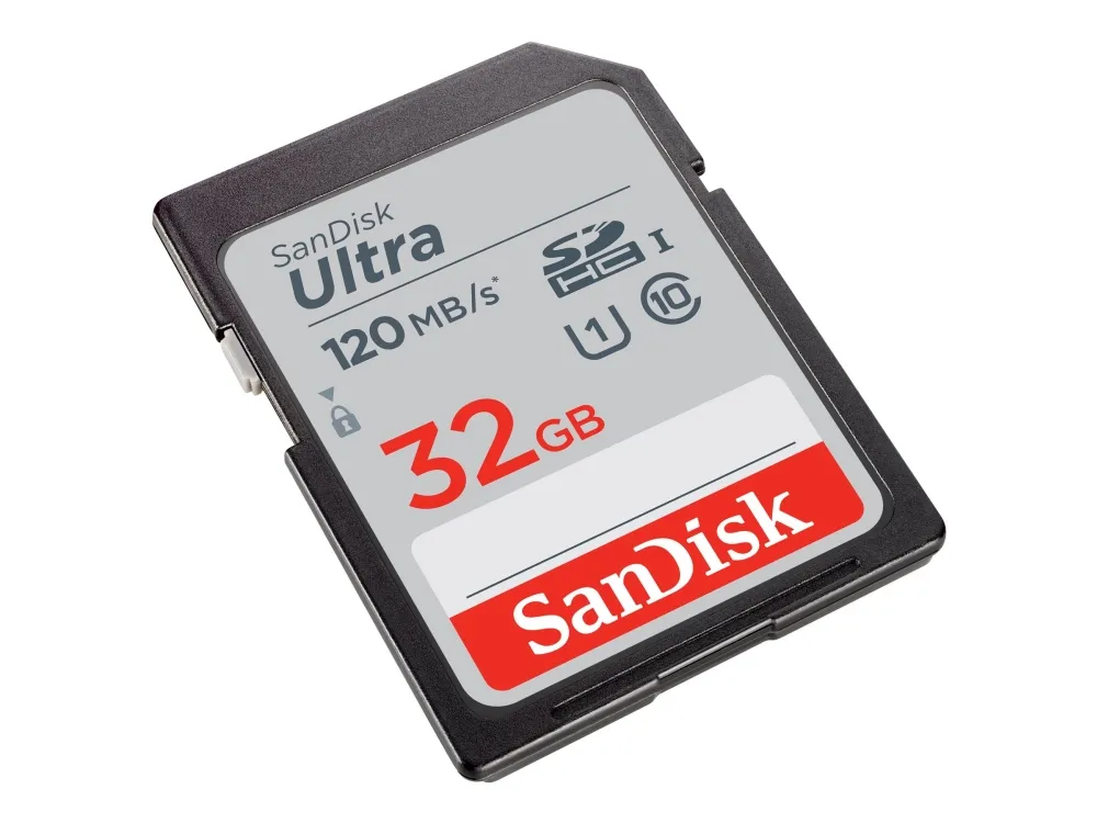 SanDisk Ultra, 32 GB, SDHC, klasse 10, UHS-I, 120 MB/s, klasse 1 (U1)