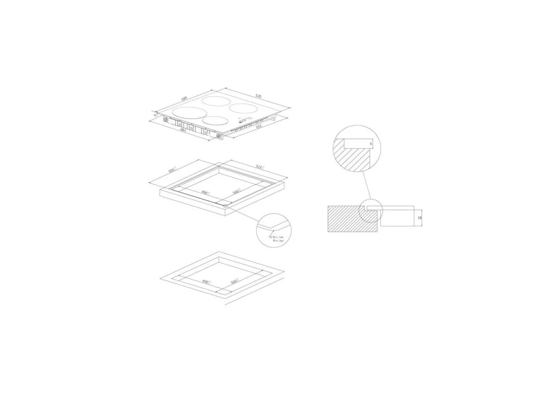 Candy Table de cuisson induction 60cm 4 feux 7200w noir - CI642C/E1