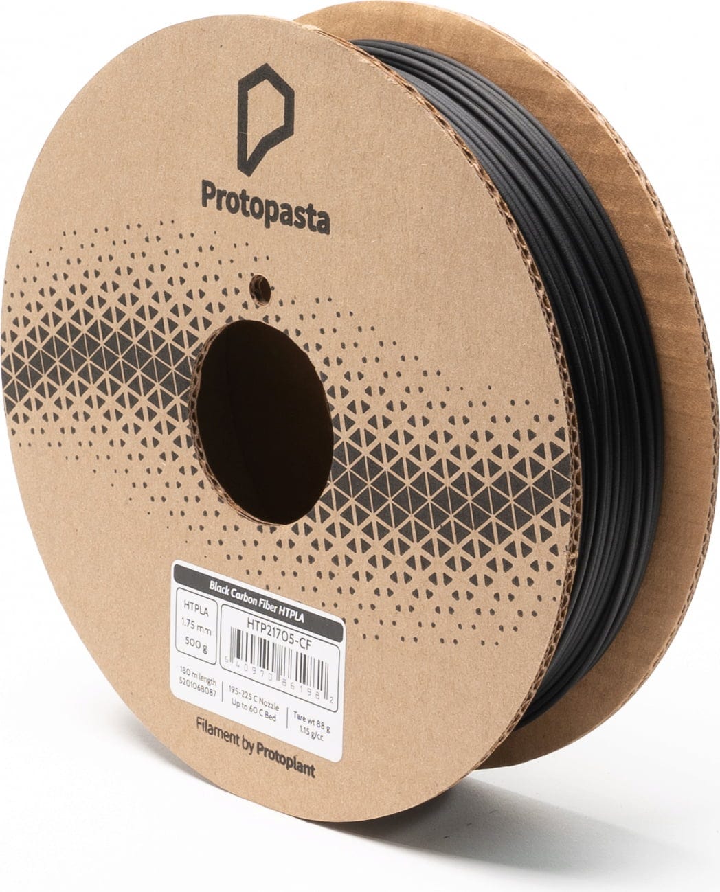 Protopasta  Black Carbon Fiber HTPLA, 1,75 mm / 500 g    Mit Kohlefasern verstärktes PLA Filament