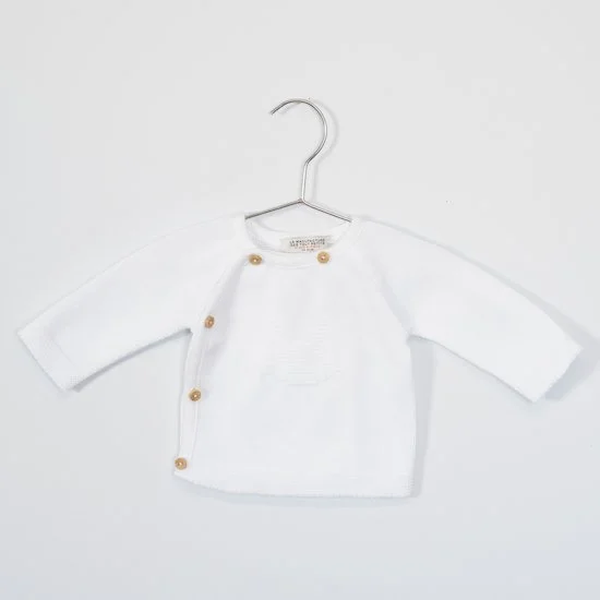 Petits chats Brassière en tricot   Blanc        de               La Manufacture de Layette