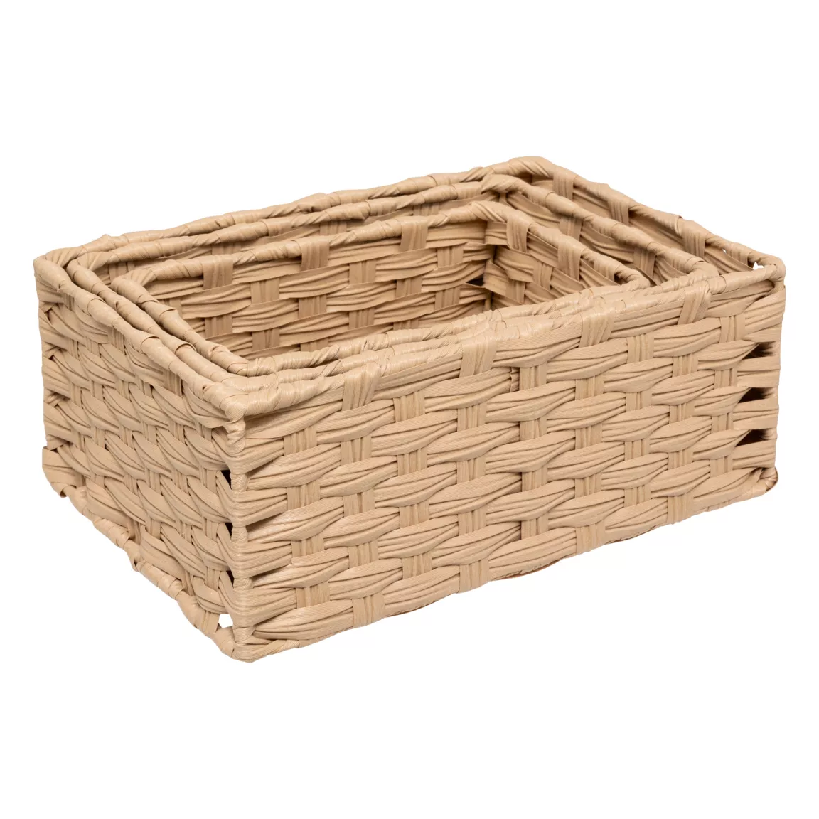 Lot de 3 paniers de rangement tressés hauts (30 x 21 cm) Garlic Beige