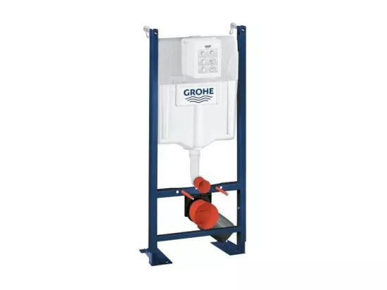 GROHE Pack WC sans bride Bau Ceramic avec abattant + Bâti support WC Rapid SL + plaque de commande blanche Start