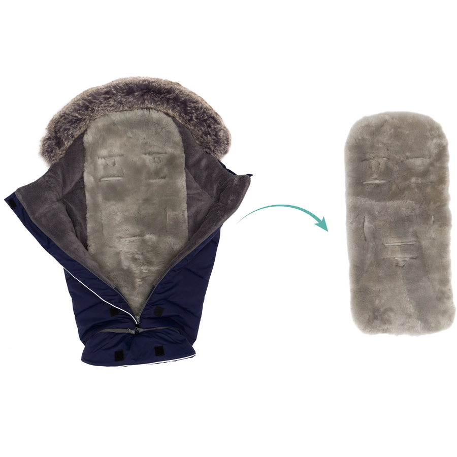 fillikid Winterfußsack Mavensi mit Lammfelleinlage navy