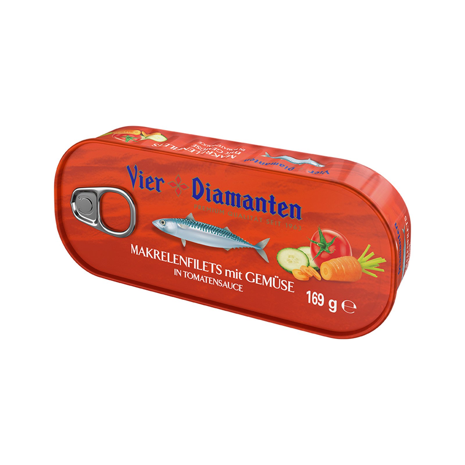 Vier Diamanten Makrelenfilets in Gemüse mit Tomatensauce
