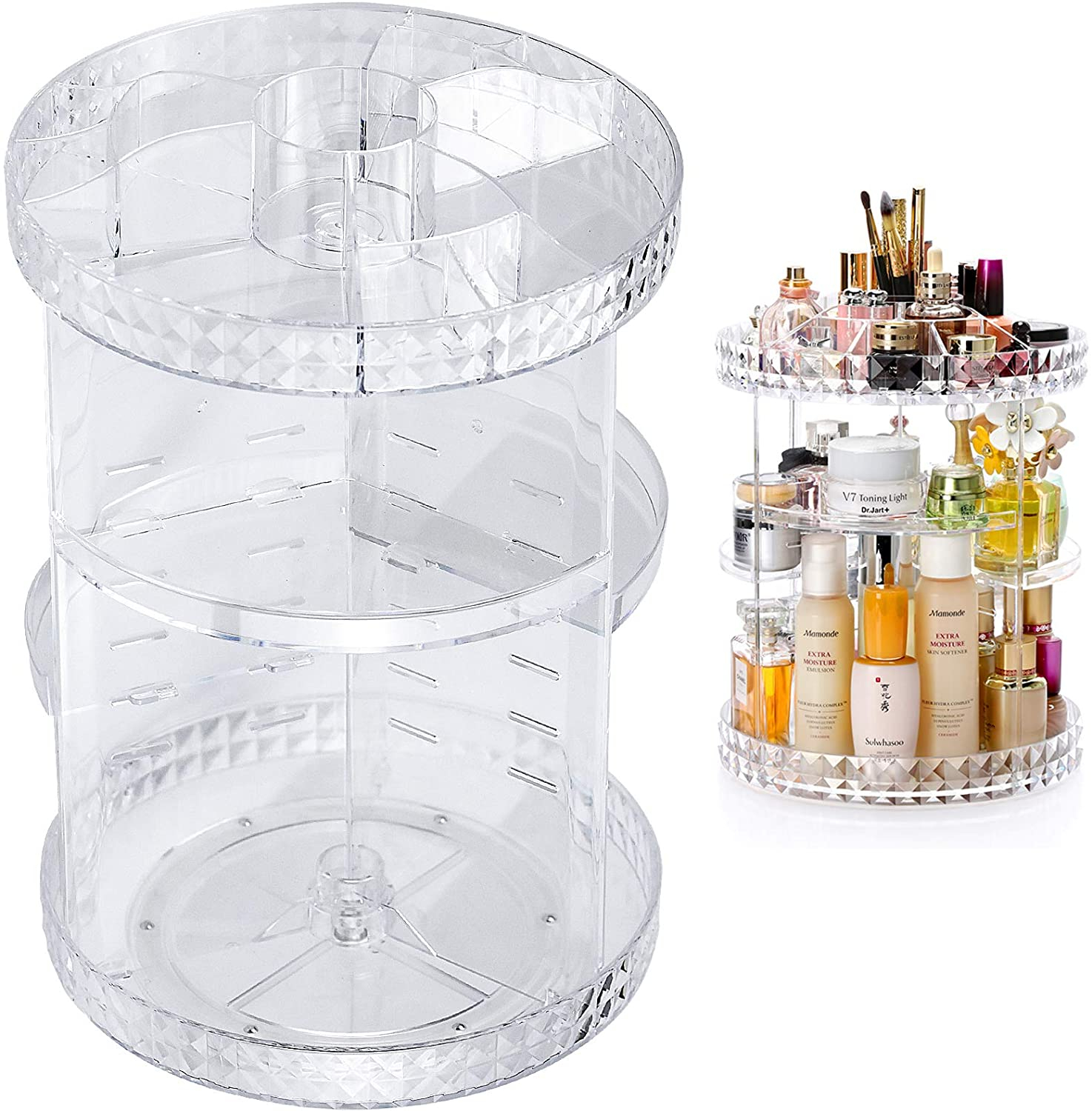 360° Rotierender Acryl Beauty Make Up Organizer Aufbewahrungsbox - Transparent