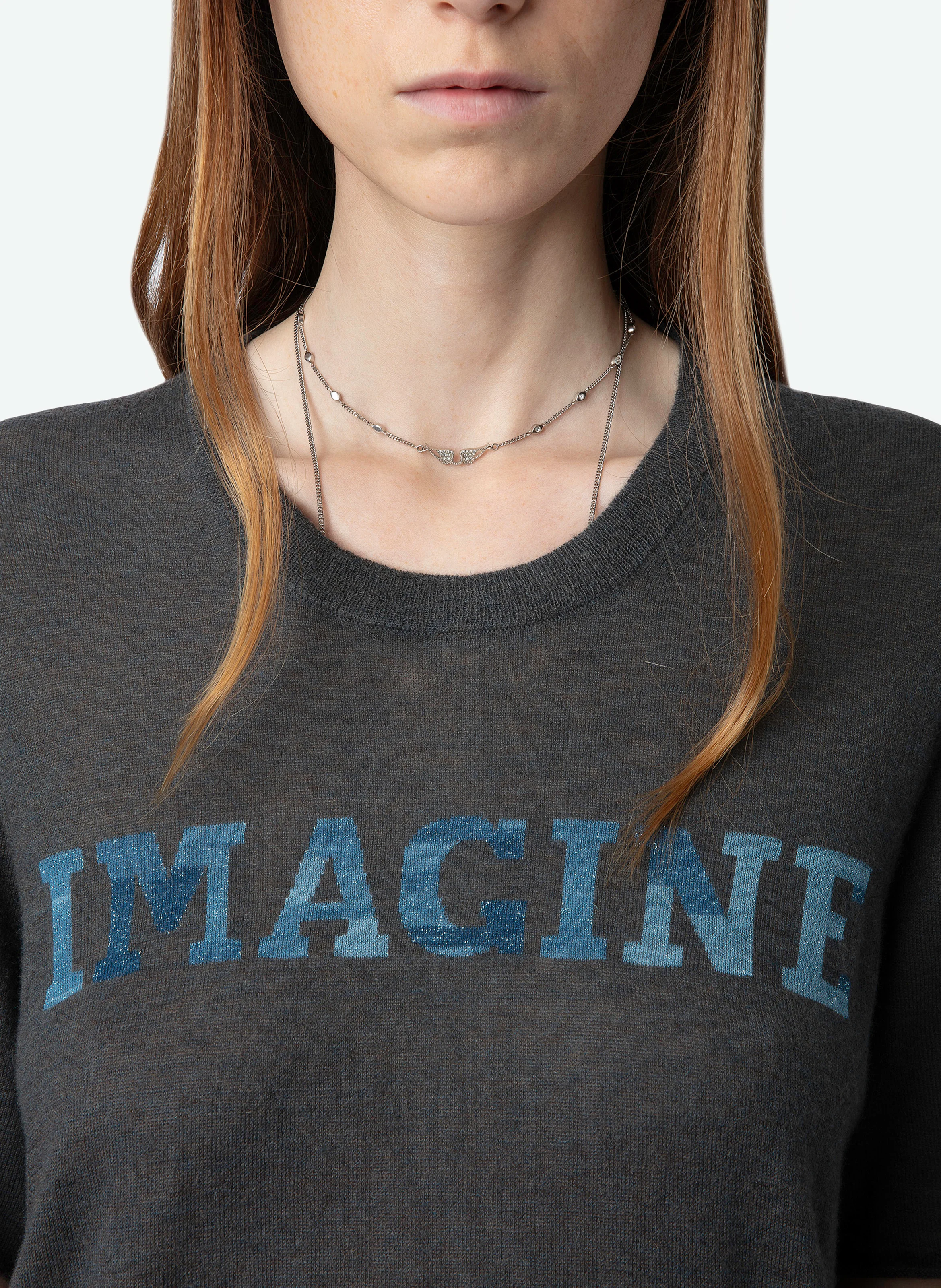IDA - Pull droit col rond en cachemire et coton mélangé | Gris