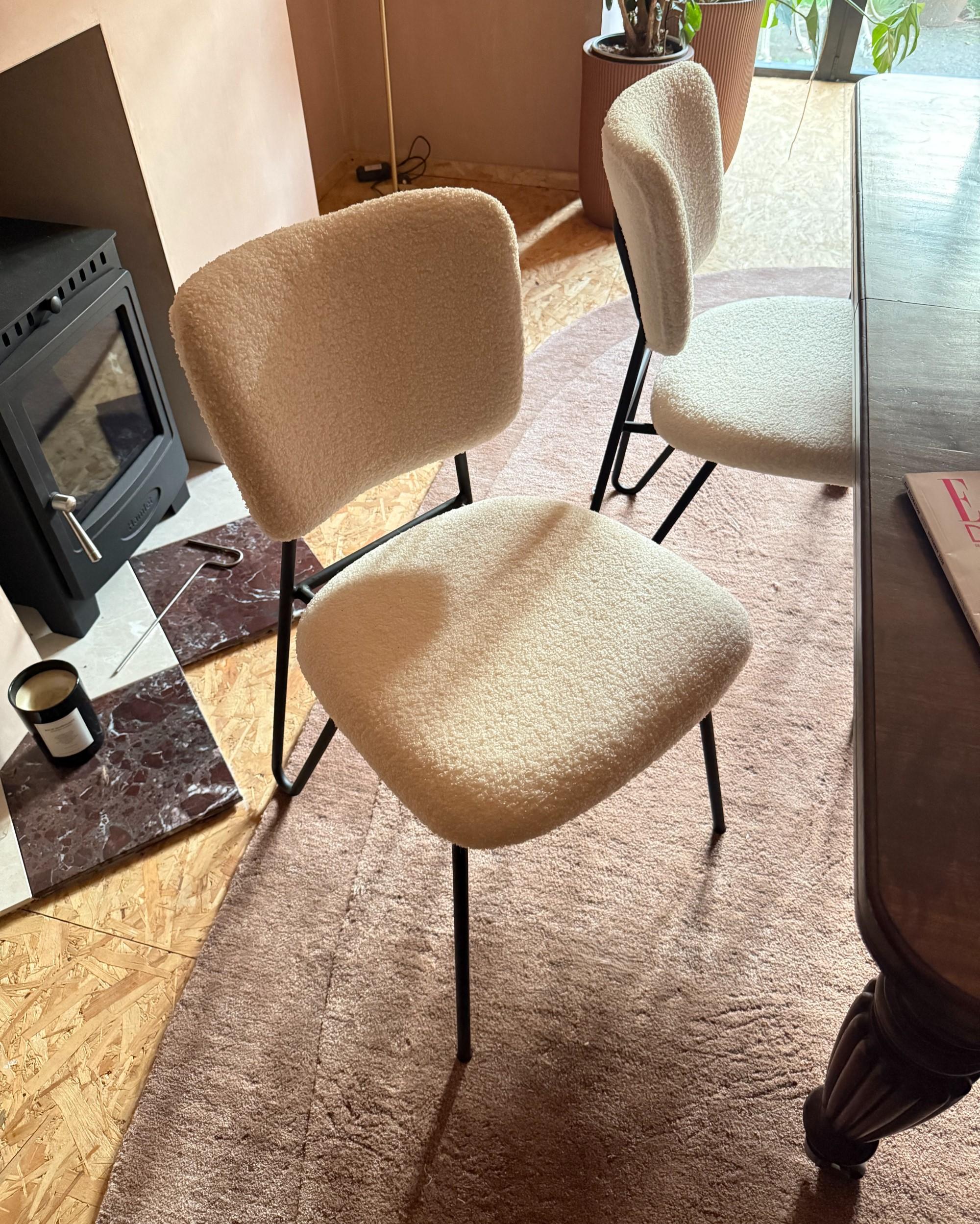 Set van 2 eetkamerstoelen NELKO Bouclé Gebroken wit