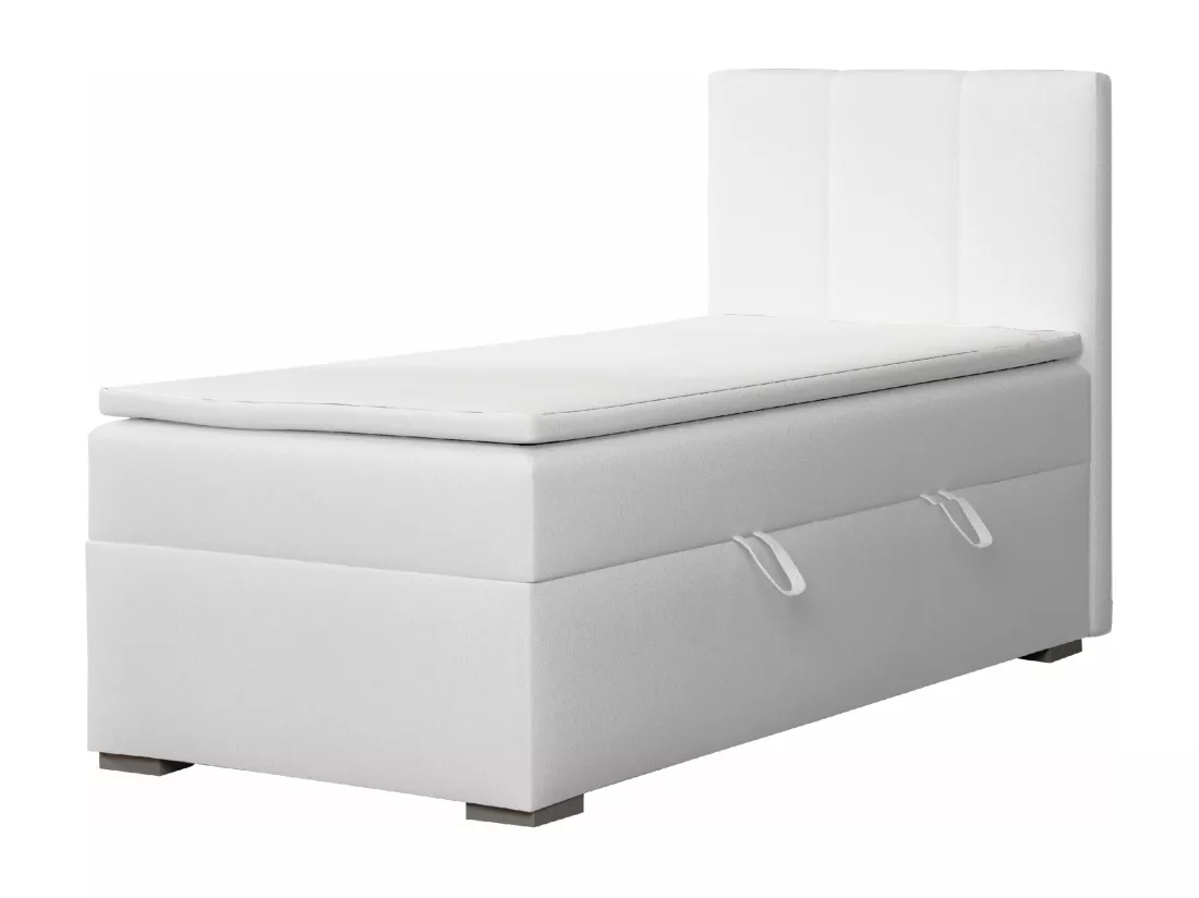 LIT SIMPLE avec tiroir de rangement et surmatelas, côté droit Monaco Mini 90x200 cm, Soft 17 (Blanc)