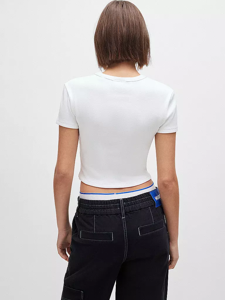 HUGO T-Shirt Cropped Fit weiss