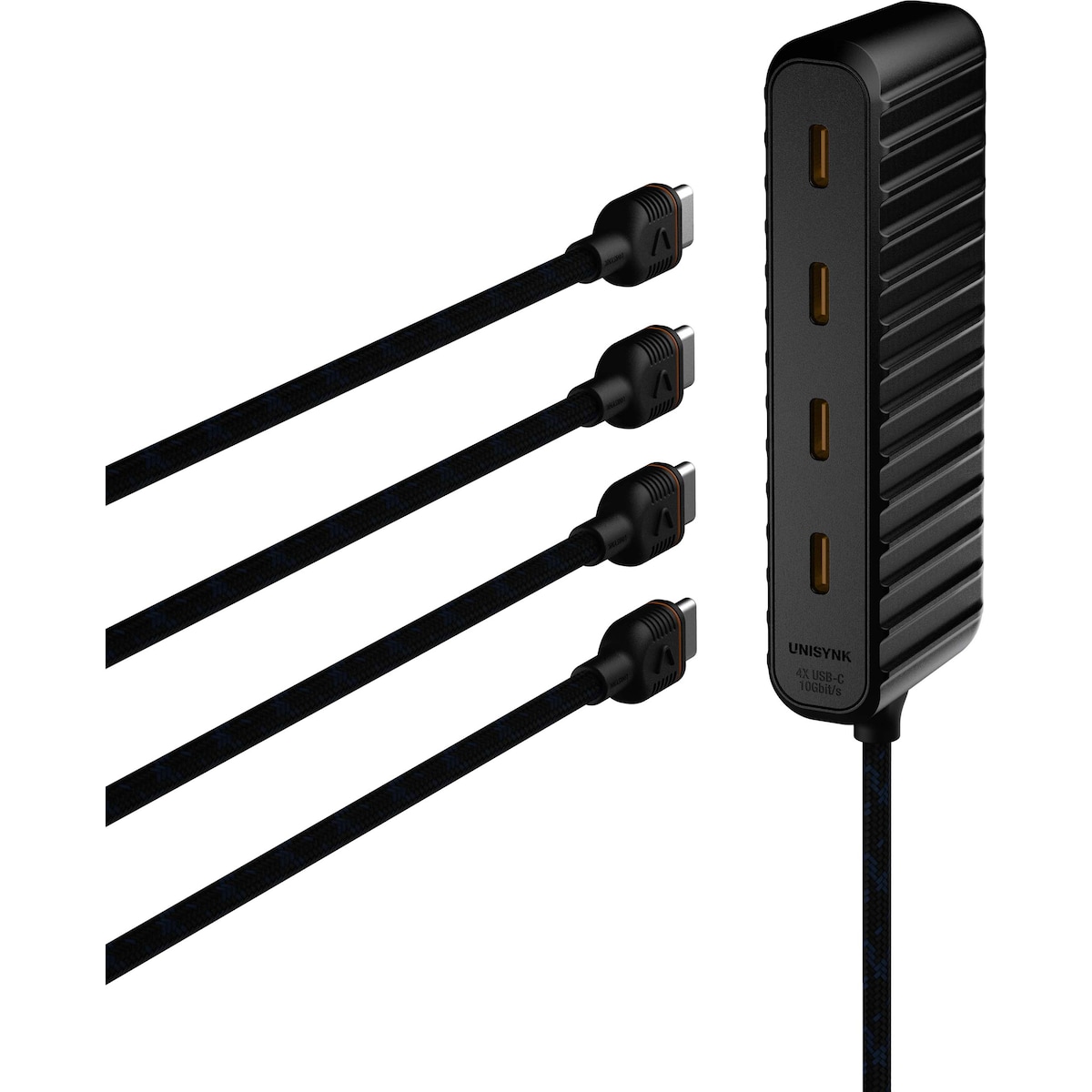 Unisynk USB-C til 4x USB-C mini hub (sort)