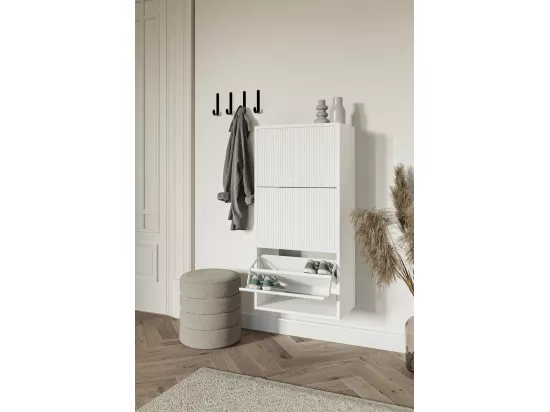 Meuble à chaussures suspendu 50x30x125 cm - blanc - VELDIO