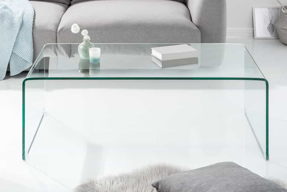 Extravaganter Glas Couchtisch FANTOME 110cm transparent