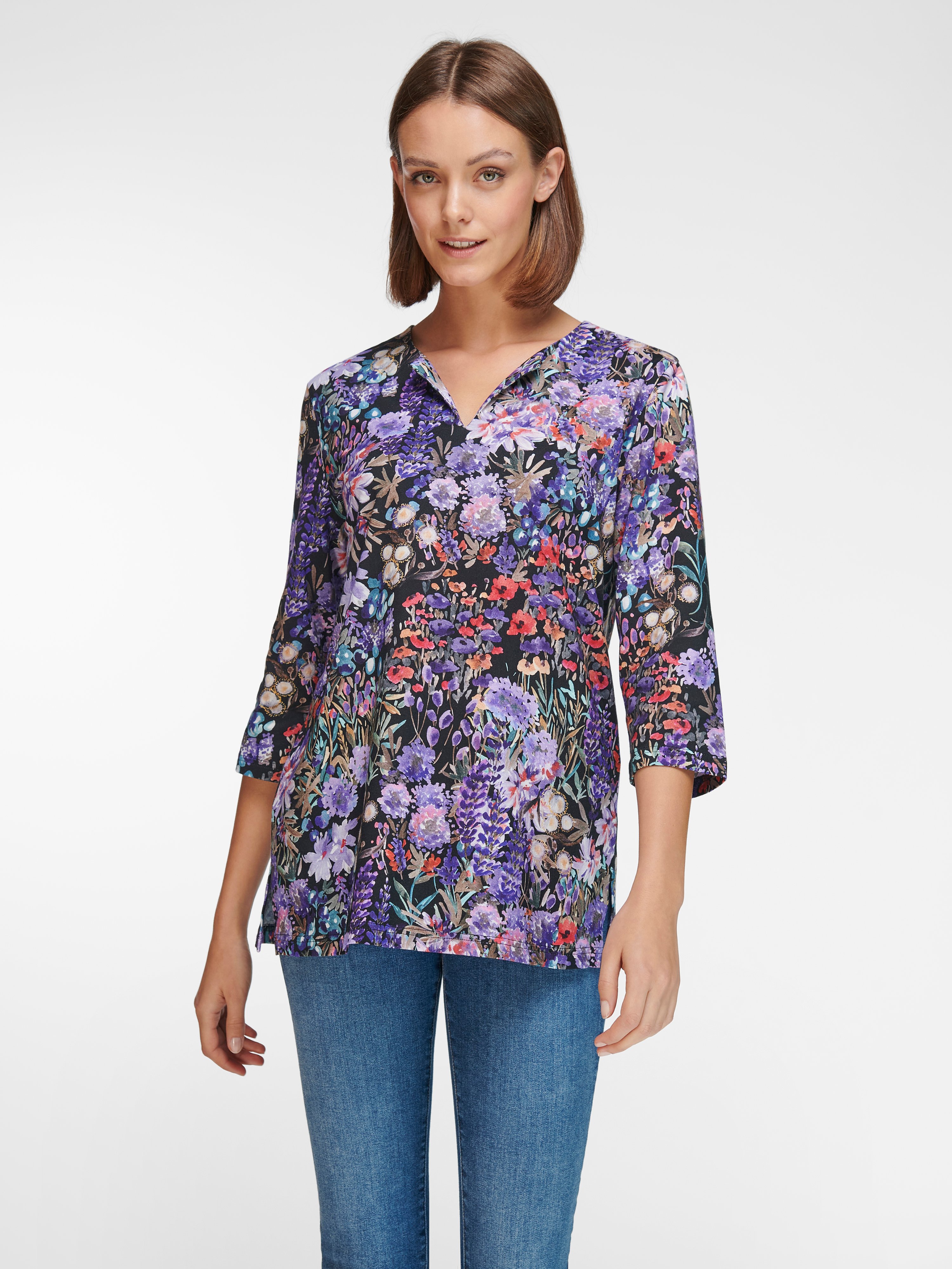 Splitneck-Shirt mit 3/4-Arm